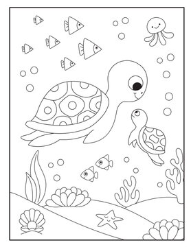 Turtle coloring pages for kids
