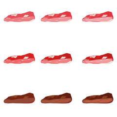 A vector drawn brisket illustration with various colors and amount of details