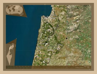 Haifa, Israel. Low-res satellite. Labelled points of cities