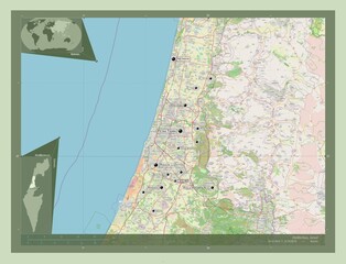 HaMerkaz, Israel. OSM. Labelled points of cities