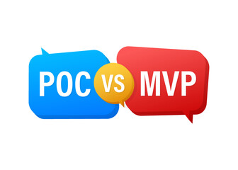 MVP vs POC symbol. Minimum viable product and POC. Vector stock illustration.