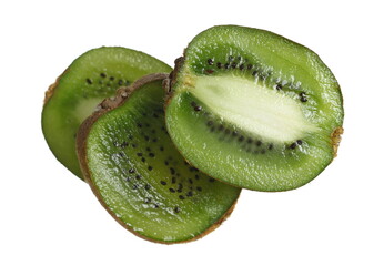 Slice kiwi fruits isolated on white, clipping path