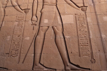 amazing ancient egyptian carvings at Kom Ombo temple in Aswan, Egypt