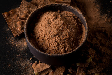 Broken chocolate nuts pieces