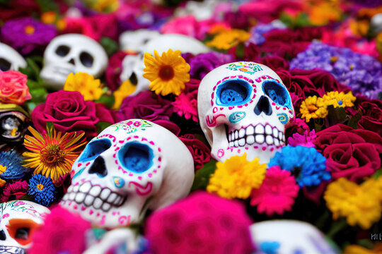 Day of the Dead, Sugar Skulls, Made by AI, Artificial Intelligence