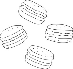 Macaron Line Handdrawn Illustration Dessert
