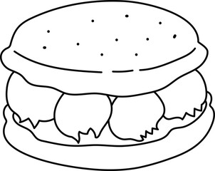 Macaron Line Handdrawn Illustration Dessert