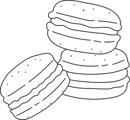 Macaron Line Handdrawn Illustration Dessert