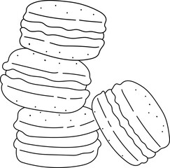 Macaron Line Handdrawn Illustration Dessert