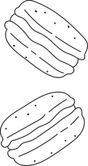 Macaron Line Handdrawn Illustration Dessert