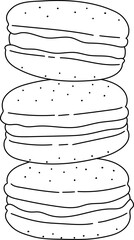 Macaron Line Handdrawn Illustration Dessert
