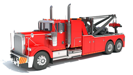 Recovery Service Tow Truck 3D rendering on white background