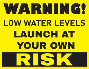 Low water level warning sign vector