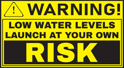 Low water level warning sign vector