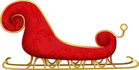 festive Christmas santa claus sleigh on white background