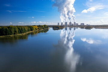 Luftbild vom Dampfkraftwerk, Kohlekraftwerk in Jänschwalde