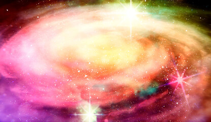 Abstract spiral galaxy or nenula illustration. Universe filled with stars.