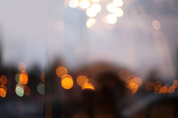 Soft focus smoke Abstract city light blur blinking horizontal background.