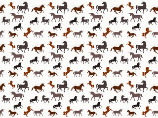 Repeating pattern showing various moving unicorn and horses shapes