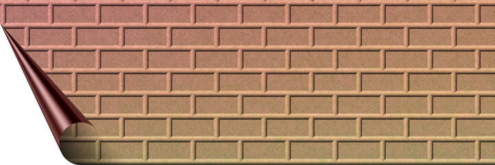 brick pattern color gradation background with page curl and PNG formats