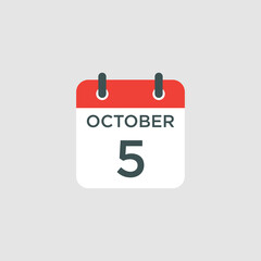 calendar - October 5 icon illustration isolated vector sign symbol