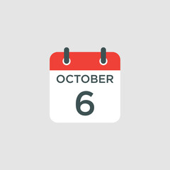 calendar - October 6 icon illustration isolated vector sign symbol