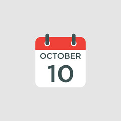 calendar - October 10 icon illustration isolated vector sign symbol