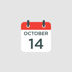 Fototapeta premium calendar - October 14 icon illustration isolated vector sign symbol
