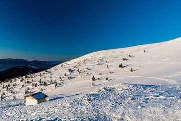 Morning view from Urulna Durkova in winter Low Tatras mountains in Slovakia © honza28683