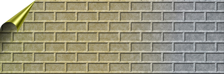 brick pattern color gradation background with page curl and PNG formats