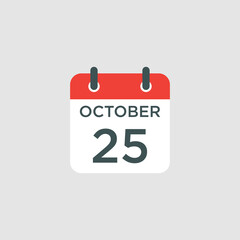 calendar - October 25 icon illustration isolated vector sign symbol