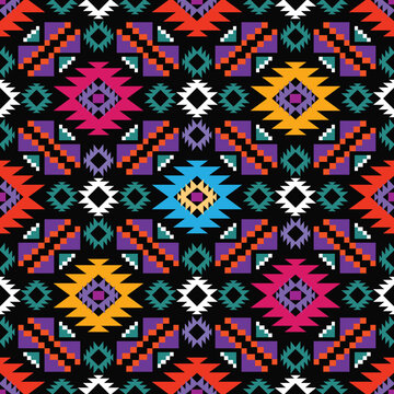 Mexican Geometric colorful simple print. Abstract seamless mexican latino pattern texture Repeating geometric tiles. Vector flat illustration
