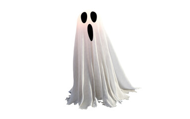3d Illustration of White Ghost Ornament for Holiday Concept with Happy Halloween.