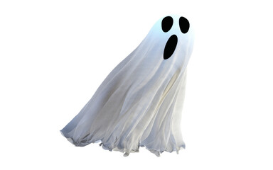 3d Illustration of White Ghost Ornament for Holiday Concept with Happy Halloween.