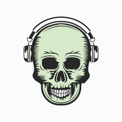 Skull with headphone vector illustration graphic