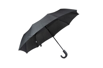Black umbrella on a white background.Isolate.Sale of umbrellas.