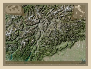 Trentino-Alto Adige, Italy. High-res satellite. Labelled points of cities