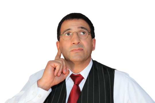 Gesture series: manager looks thoughtfully into the future.