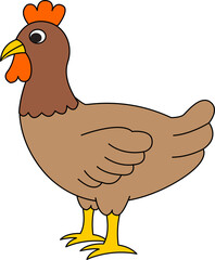 cute animal of hen on cartoon version,vector illustration
