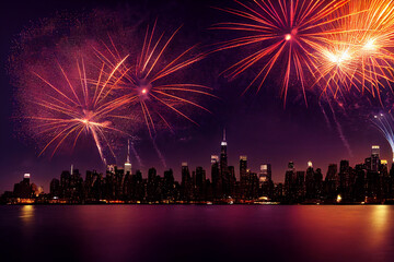 fireworks display over New York for New Year celebration