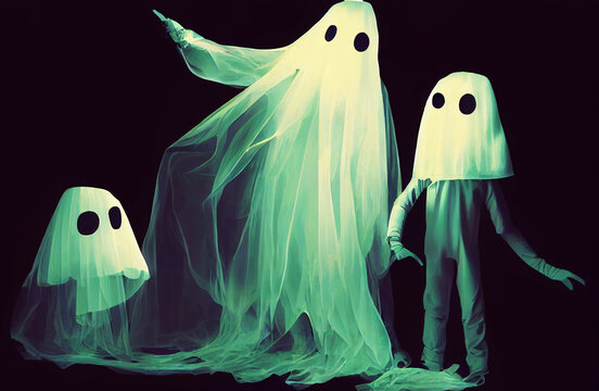 fantasmas en una noche de brujas con temática de halloween