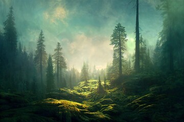 Obraz premium Fantasy forest illustration