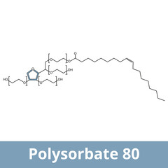 Fototapeta premium Polysorbate 80. A nonionic surfactant and emulsifier often used in pharmaceuticals, foods, and cosmetics. Chemical structure.