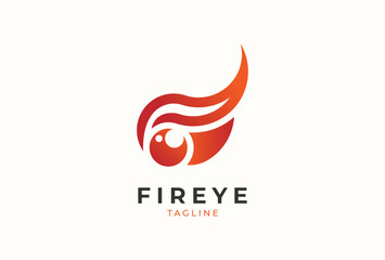 Obraz premium Eye logo design, eye with fire combination, usable for, brand and company logos, vector illustration