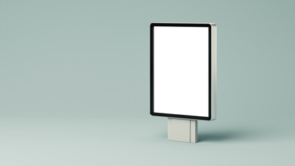 blank 3d mockup of vertical billboard outdoor stand or poster on green background. Background or pattern. 3d rendering
