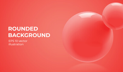 Pink banner background with rounded glossy shapes with subsurface scattering, levitating 3D objects with reflection