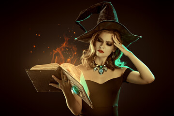 dark witch with magic book