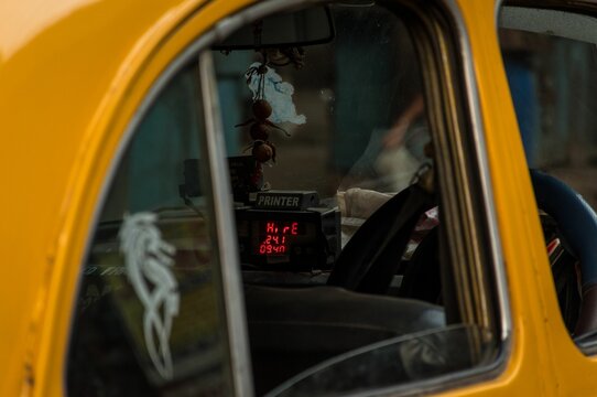 Inside Of A Yellow Cab Taxi