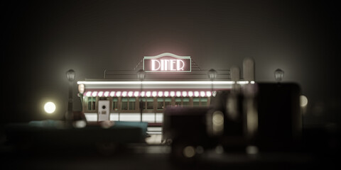 old diner night scene