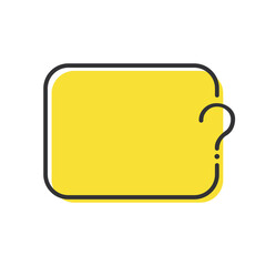 Hand drawn cartoon blank speech bubble with question mark.